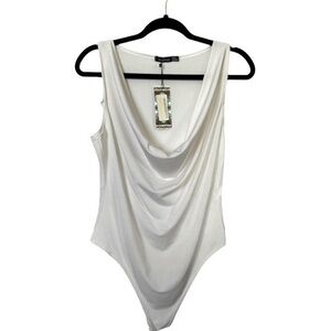 NEW BOOHOO Thong Style Drape Neck Bodysuit Size 14